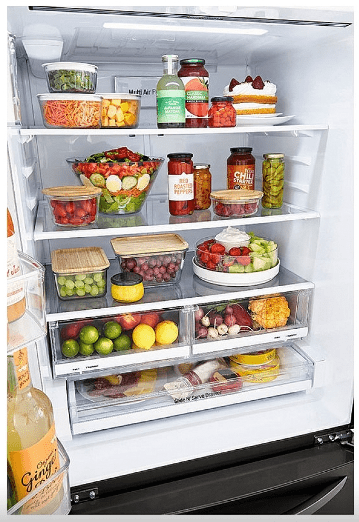 LG LRFCS2503D French Door Refrigerator, 33 inch Width, ENERGY STAR Certified, 24.0 cu. ft. Capacity, Black Stainless Steel colour Air Filter, Door Cooling