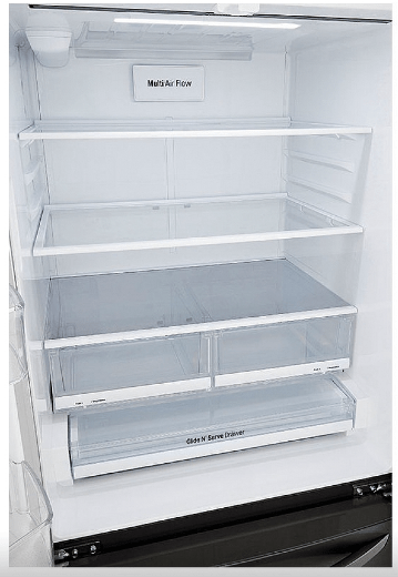 LG LRFCS2503D French Door Refrigerator, 33 inch Width, ENERGY STAR Certified, 24.0 cu. ft. Capacity, Black Stainless Steel colour Air Filter, Door Cooling