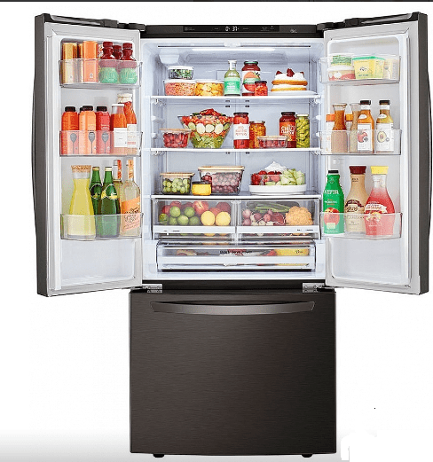 LG LRFCS2503D French Door Refrigerator, 33 inch Width, ENERGY STAR Certified, 24.0 cu. ft. Capacity, Black Stainless Steel colour Air Filter, Door Cooling