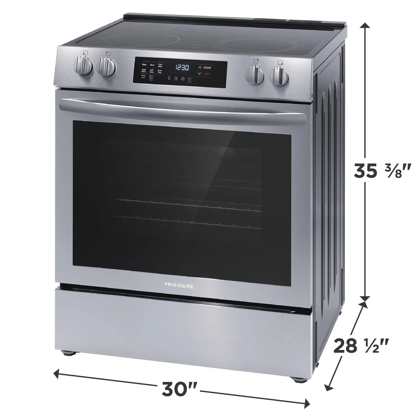 Frigidaire FCFE308CAS Range, 30" Width, Electric Range, Convection, 5 Burners, 5.3 cu. ft. Capacity, Storage Drawer, Stainless Steel