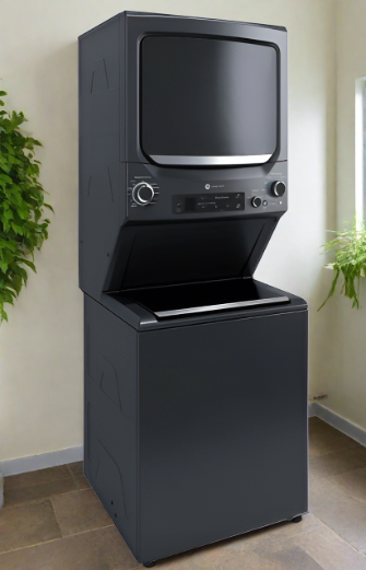GE GUD57EEMTDG Laundry Center, 26 1/2" Width, 5.9 Cu. Ft. Capacity (Dryers), Electric, 27" Exterior Width, 4.5 cu. ft. Capacity, 11 Wash Cycles, 800 RPM Washer Spin Speed, 4.5 Washer Capacity, Diamond Grey colour