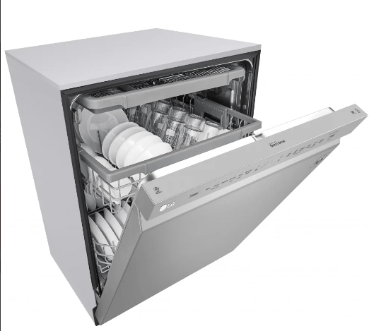 LG LDFN4542S Dishwasher, 24" Exterior Width, 48 dB Decibel Level, Full Console, Stainless Steel (Interior), 9 Wash Cycles, 15 Capacity (Place Settings), 3 Loading Racks, Wifi Enabled, Stainless Steel colour
