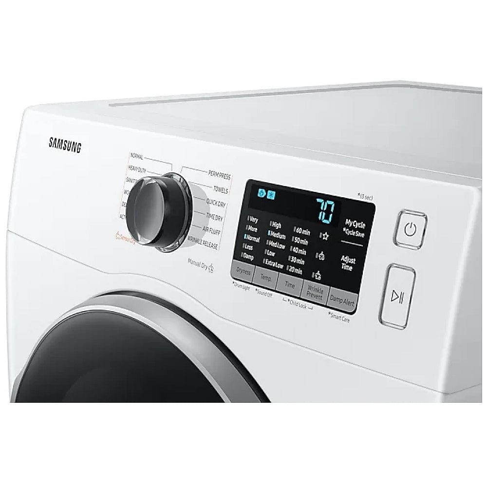 Samsung DV25B6800EW - DV25B6800EW/AC Electric Dryer, 23 1/2 inch Width, 4.0 cu. ft. Capacity, 5 Temperature Settings, Stackable, Steel Drum, White colour