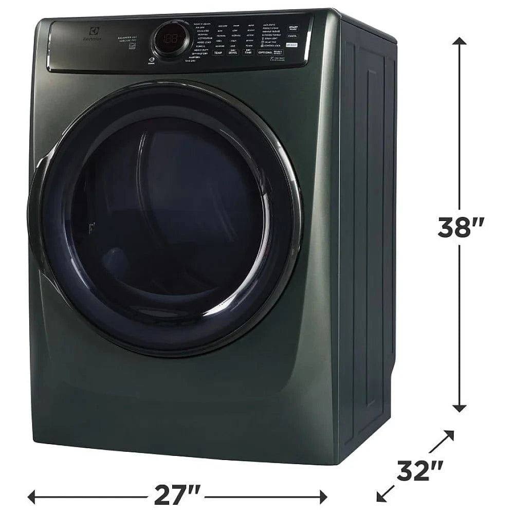 ELFE773CAA- Electrolux ELFE773CAA Electric Dryer, 8 cu. ft. Dryer Capacity, Steam Clean, 5 Temperature Settings, Stackable, Steel Drum, Alpine Green color