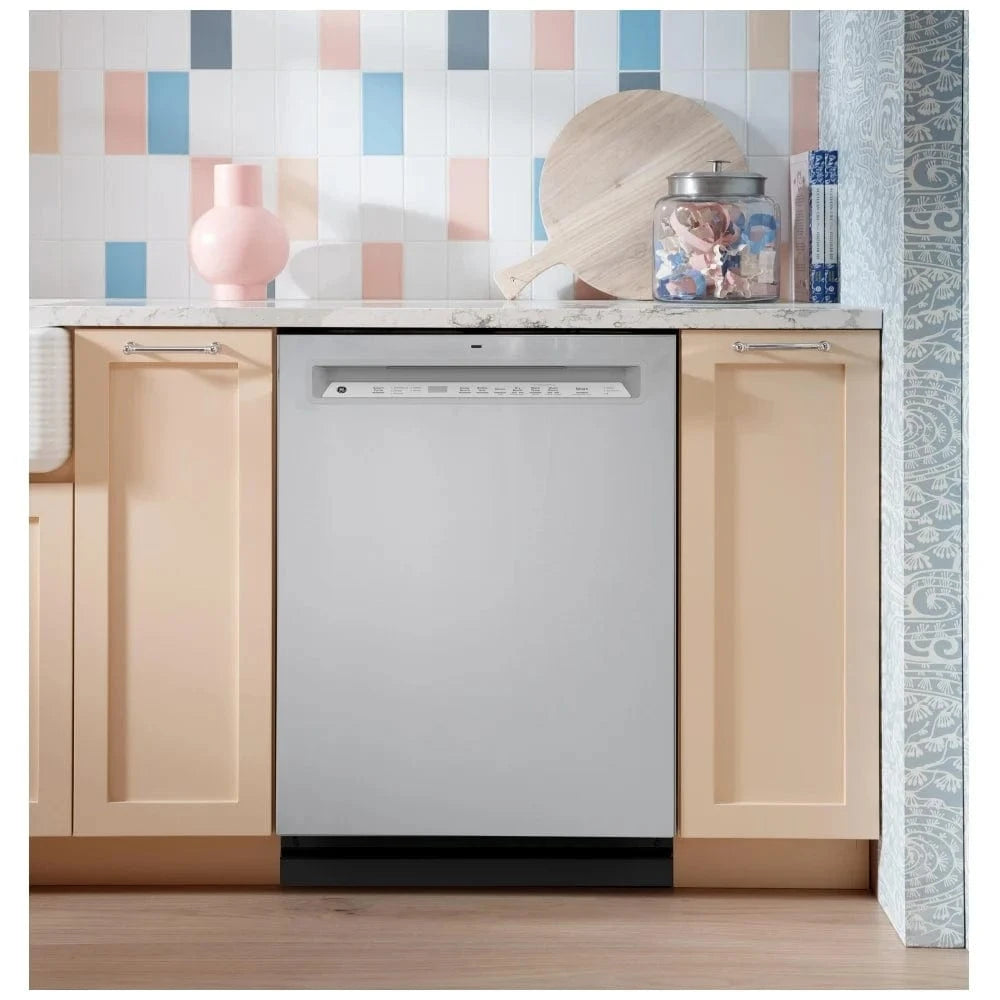 GE GDF650SYVFS Dishwasher, 24 inch Exterior Width, 47 dB Decibel Level, Fully Integrated, Stainless Steel (Interior), 5 Wash Cycles, 16 Capacity (Place Settings), Stainless Steel color