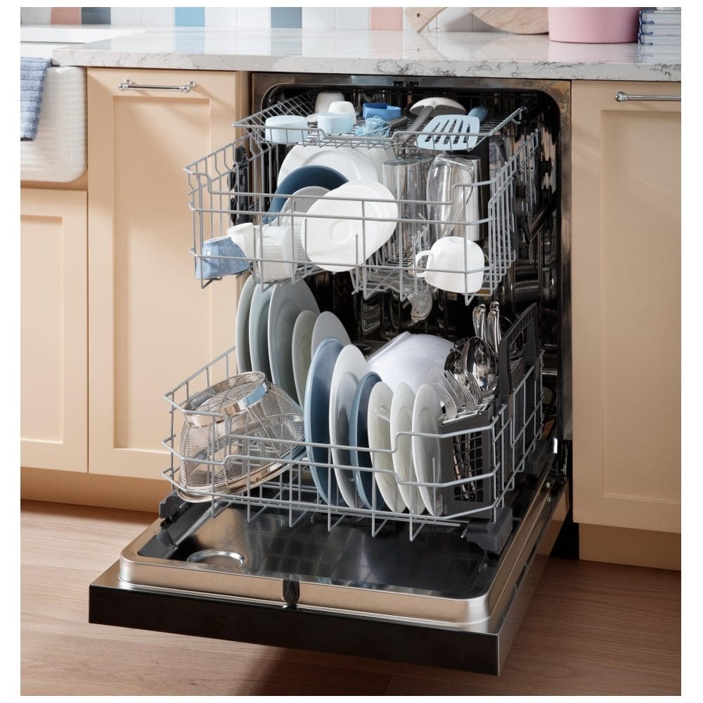GE GDF650SYVFS Dishwasher, 24 inch Exterior Width, 47 dB Decibel Level, Fully Integrated, Stainless Steel (Interior), 5 Wash Cycles, 16 Capacity (Place Settings), Stainless Steel color