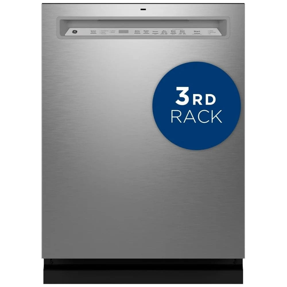 GE GDF650SYVFS Dishwasher, 24 inch Exterior Width, 47 dB Decibel Level, Fully Integrated, Stainless Steel (Interior), 5 Wash Cycles, 16 Capacity (Place Settings), Stainless Steel color