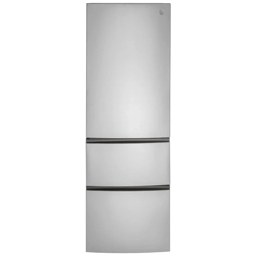 GE GLE12HSPSS Bottom Freezer Refrigerator, 24 inch Width, ENERGY STAR Certified, Counter Depth, Optional Ice Maker (Special Order), 11.9 cu. ft. Capacity, Stainless Steel color RF