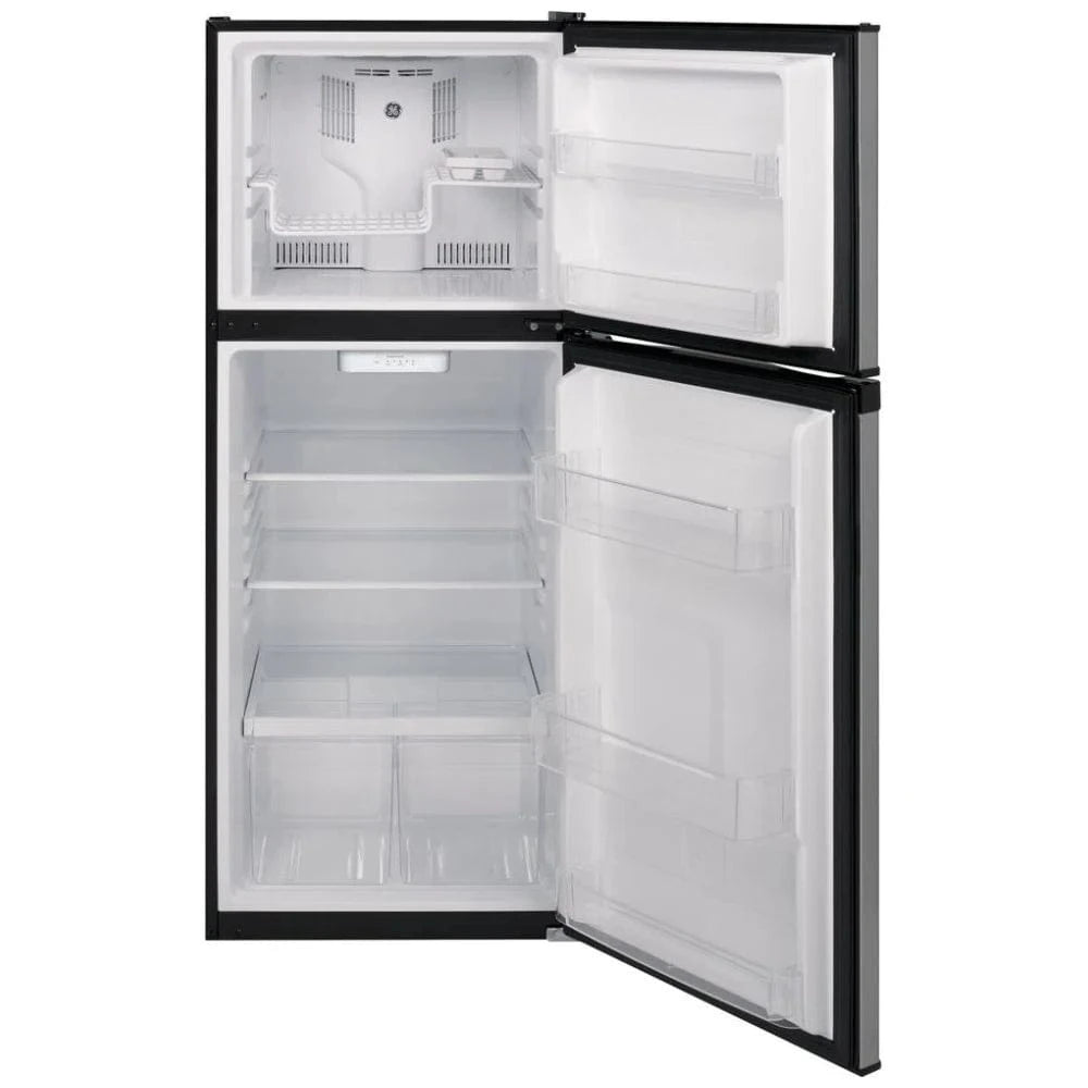 GE GPE12FSKSB Top Freezer Refrigerator, 24 inch Width, ENERGY STAR Certified, 11.6 cu. ft. Capacity, Stainless Steel color
