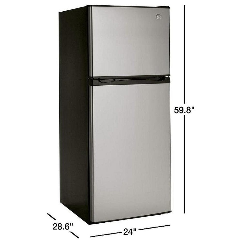 GE GPE12FSKSB Top Freezer Refrigerator, 24 inch Width, ENERGY STAR Certified, 11.6 cu. ft. Capacity, Stainless Steel color