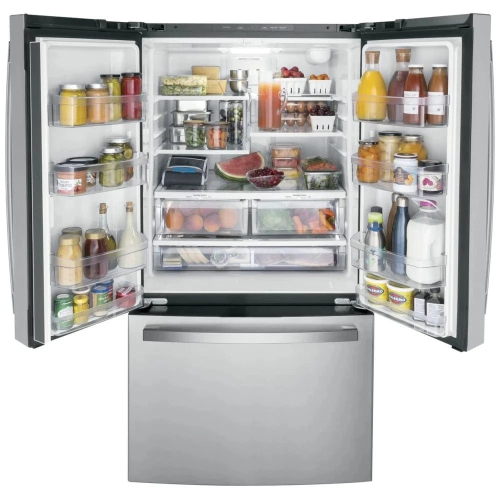 GE GWE22JYMFS French Door Refrigerator, 36 inch Width, ENERGY STAR Certified, Counter Depth, 21.9 cu. ft. Capacity, S color