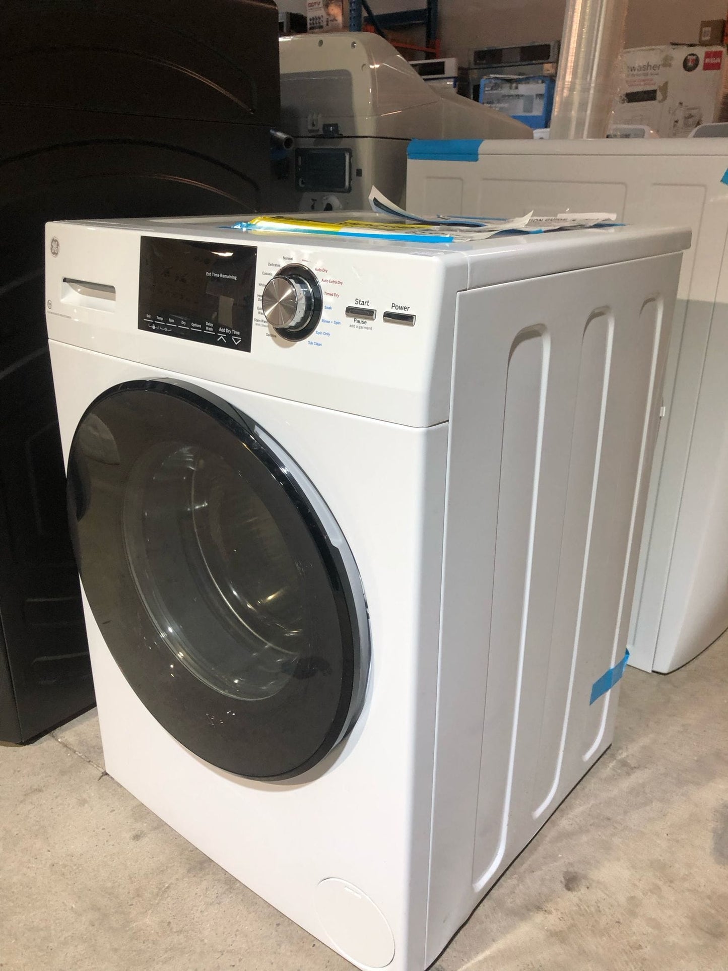 GE Compact Washer, 24 inch Width, 2.8 cu. ft. Capacity, Steam Clean, 14 Wash Cycles, White All-In-One Washer & Dryer GFQ14ESSNWW