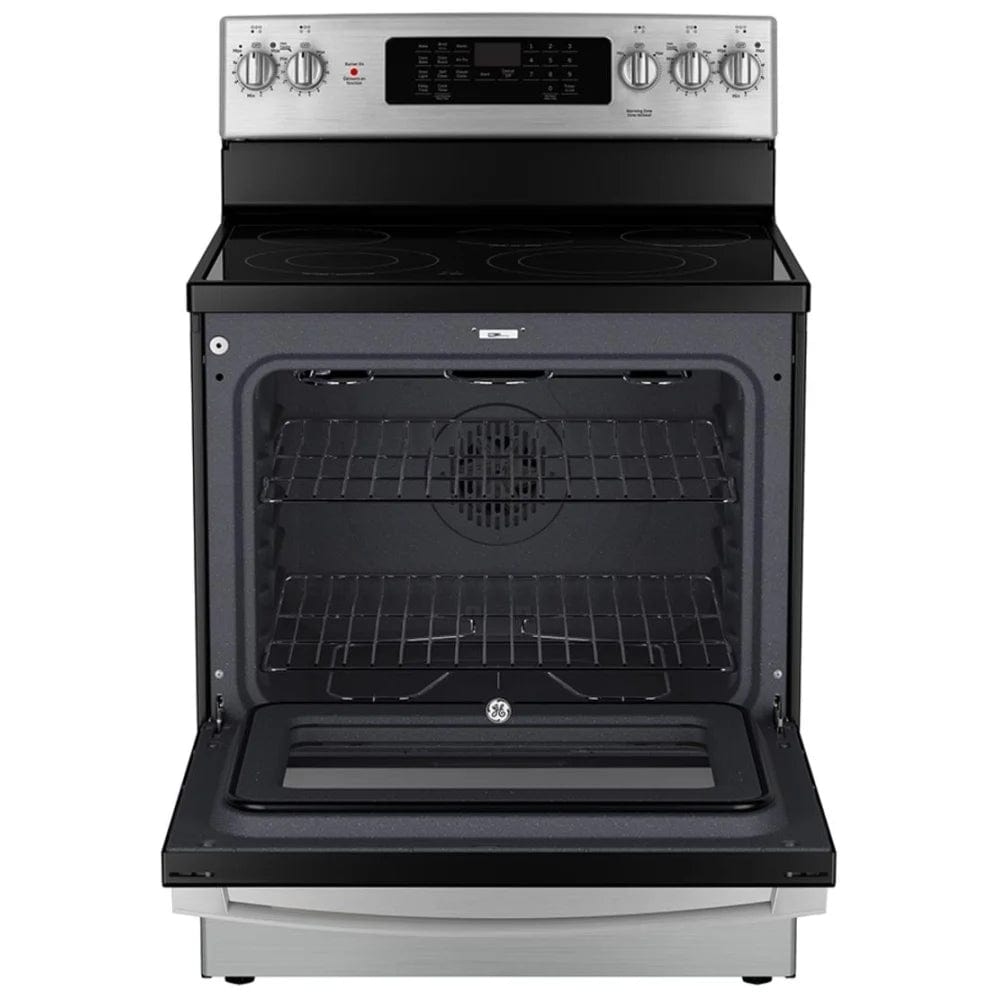 GE JCB840STSS / JCB840ETES Range, 30 inch Exterior Width, Electric, Self Clean, Convection, 5 Burners, Storage Drawer, Air Fry, 1 Ovens, Slate