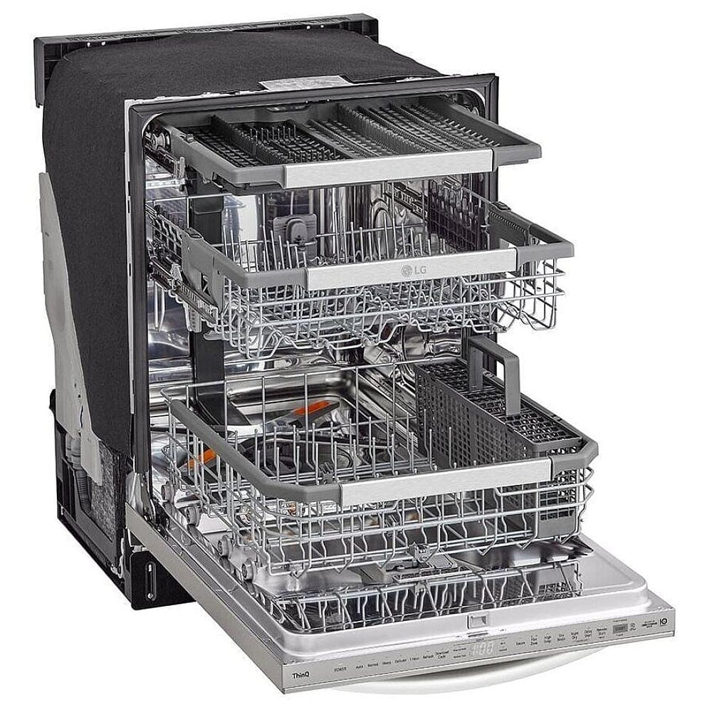 LG LDTH7972S Dishwasher, 24 inch Exterior Width, 42 dB Decibel Level, Fully Integrated, Stainless Steel (Interior), 10 Wash Cycles, 15 Capacity (Place Settings), Wifi Enabled, Stainless Steel color Interior Light, Glide Rail, Dynamic Heat Dry, True Steam