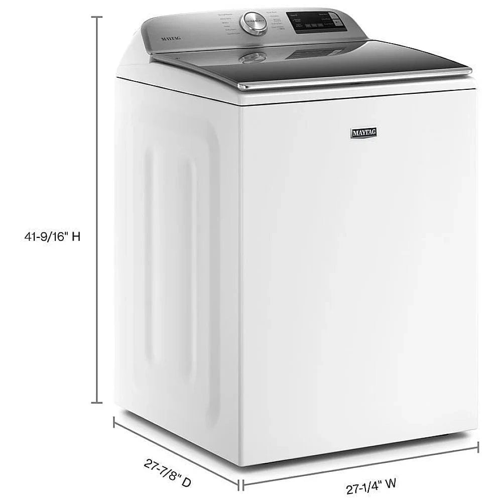Maytag MVW6230HW Top Load Washer, 5.4 cu. ft. Washer Capacity, 11 Wash Cycles, 5 Temperature Settings, 750 RPM Washer Spin Speed, Agitator, Wifi Enabled, White colour (Contains Agitator), Soft Close Lid