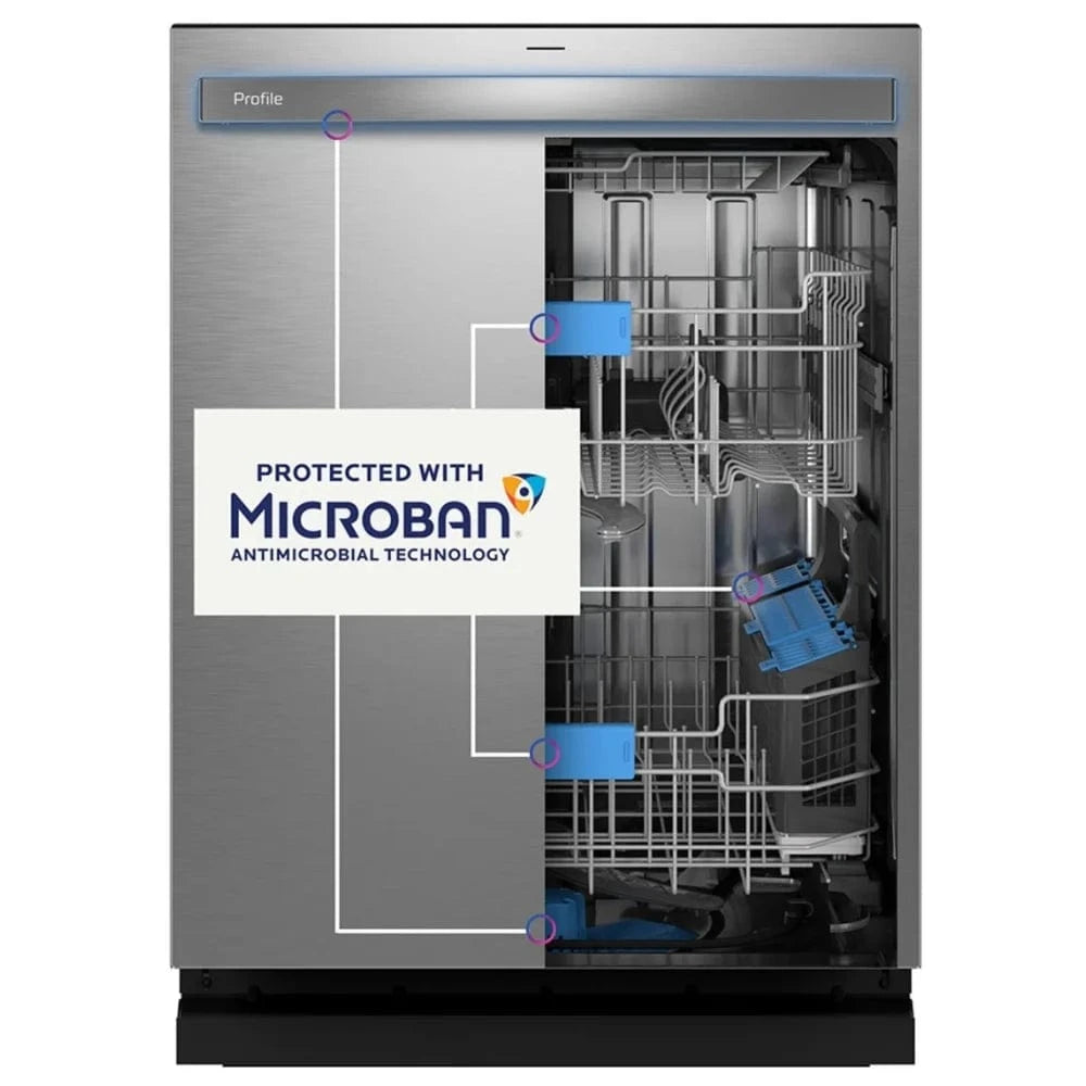 GE Profile PDP755SYVFS Dishwasher, 24 inch Exterior Width, 42 dB Decibel Level, Fully Integrated, Stainless Steel (Interior), 6 Wash Cycles, 16 Capacity (Place Settings), Hard Food Disposal, Wifi Enabled, Stainless Steel color