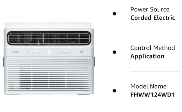 Frigidaire FHWW124WD1 Window Air Conditioner, 12000 BTU, White - FHWC124WB1