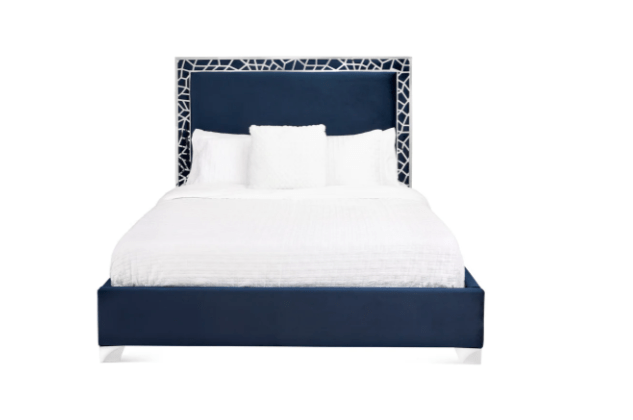 WELLINGTON BED GY-BED-8503Q Blue Velvet Queen n King