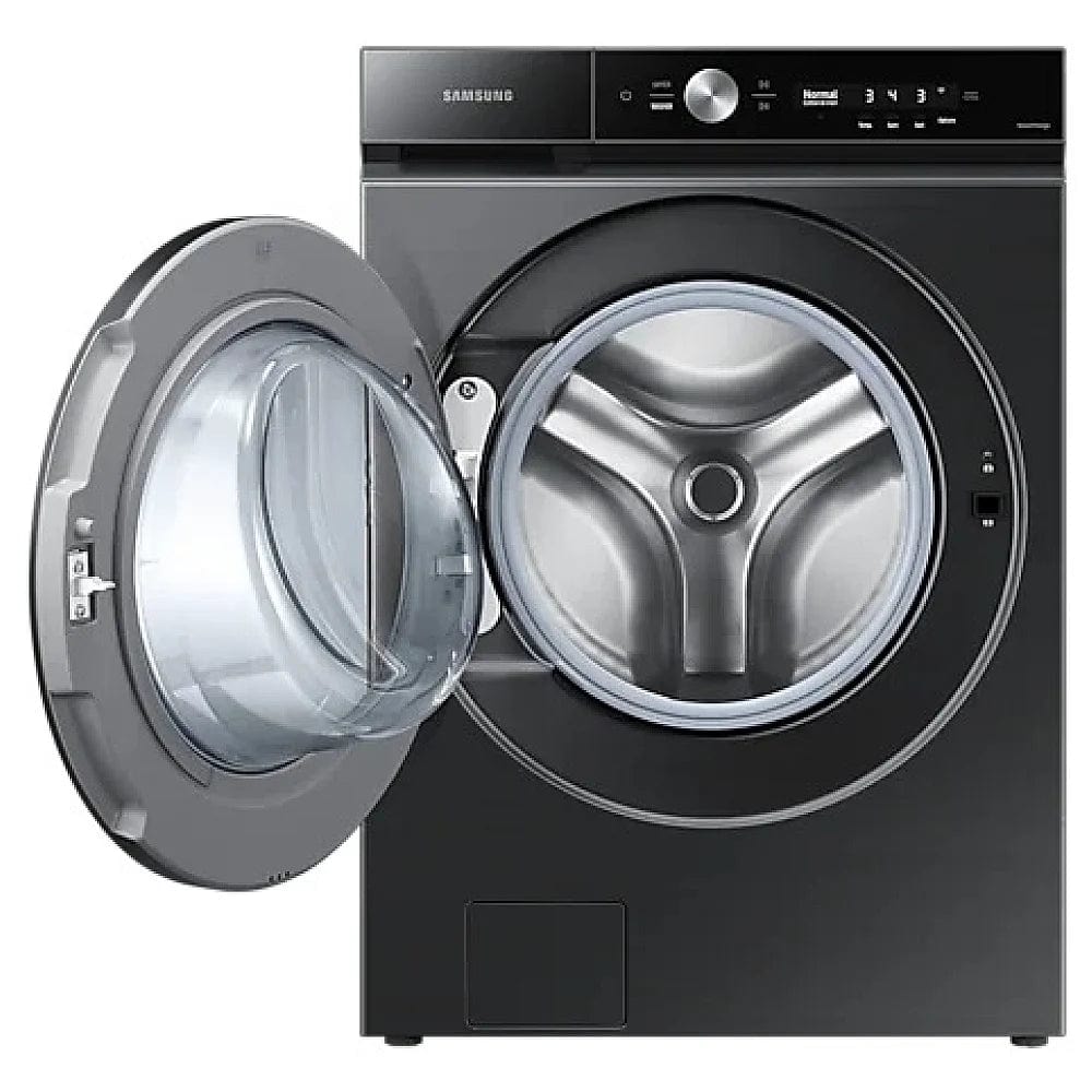 Samsung Bespoke WF46BB6700AVUS Front Load Washer, 27" Width, ENERGY STAR Certified, 5.2 cu. ft. Capacity, 24 Wash Cycles, 5 Temperature Settings, Stackable, 1200 RPM Washer Spin Speed, Water Heater, Wifi Enabled, Black Stainless colour Super Speed