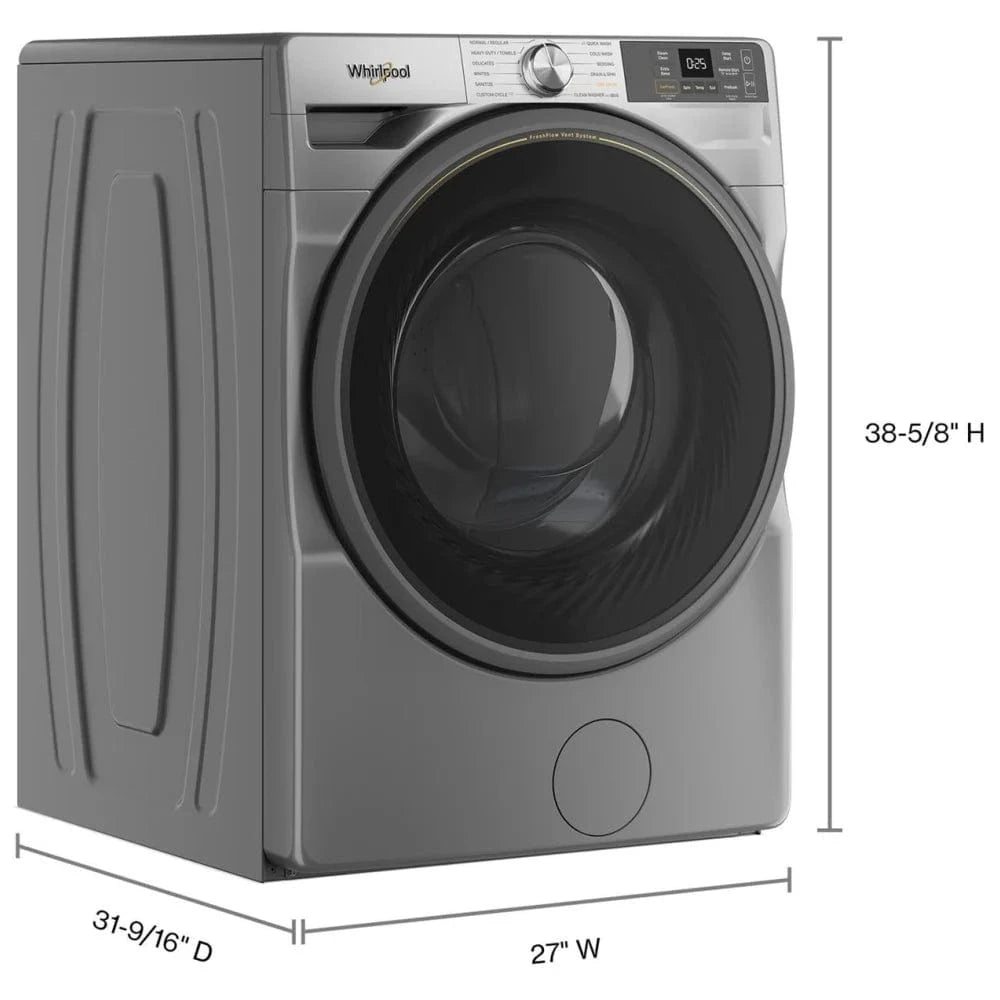 Whirlpool WFW6605MC Front Load Washer, ENERGY STAR Certified, 5.2 cu. ft. Washer Capacity, 1,160 RPM Washer Spin Speed, 12 Wash Cycles, 5 Temperature Settings, Steam Clean, Wifi Enabled, Other colour