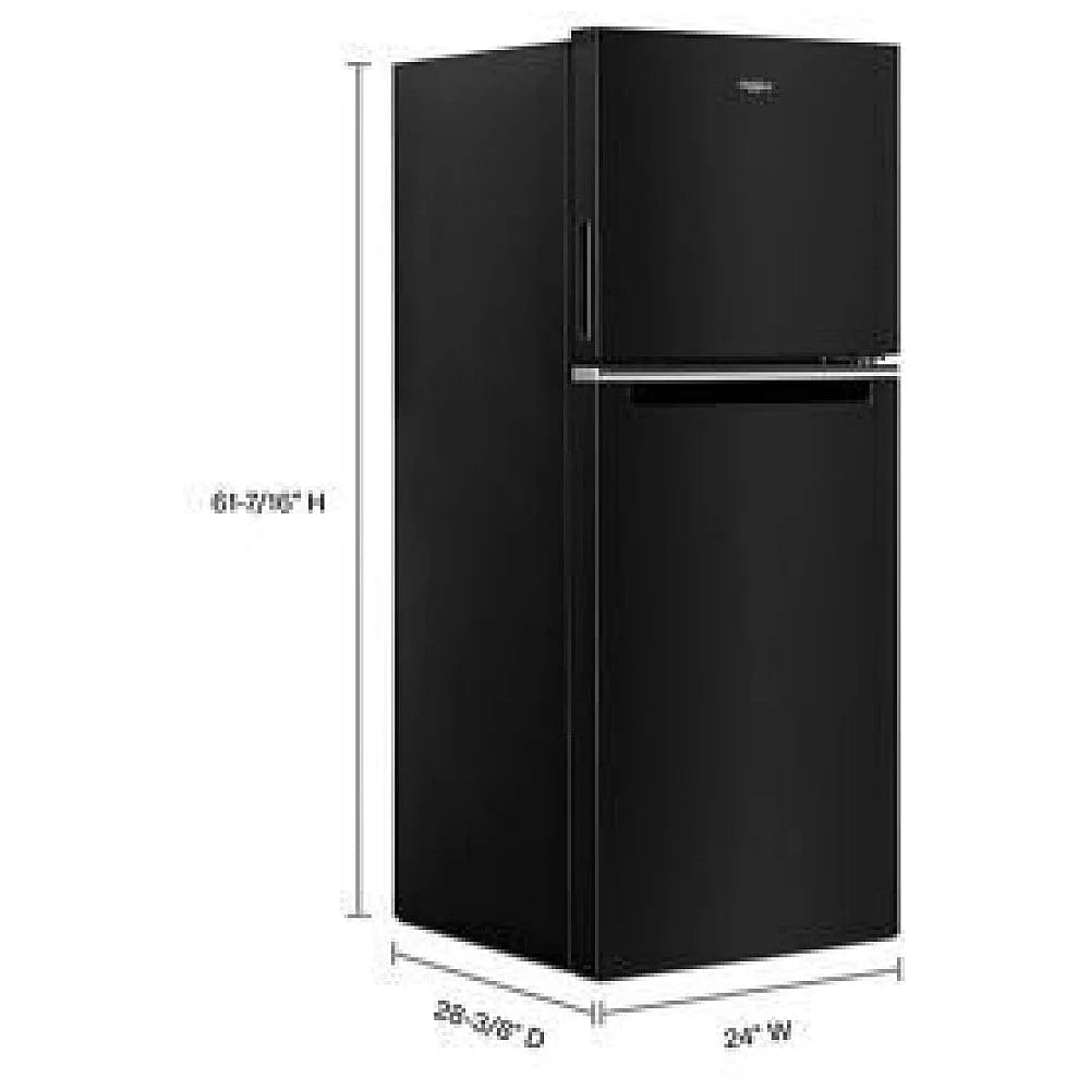 Whirlpool WRT112CZJB Top Freezer Refrigerator, 24 inch Width, 11.6 cu. ft. Capacity, Optional Ice Maker (Special Order), Counter Depth, Black color Category: Top Freezer Refrigerators