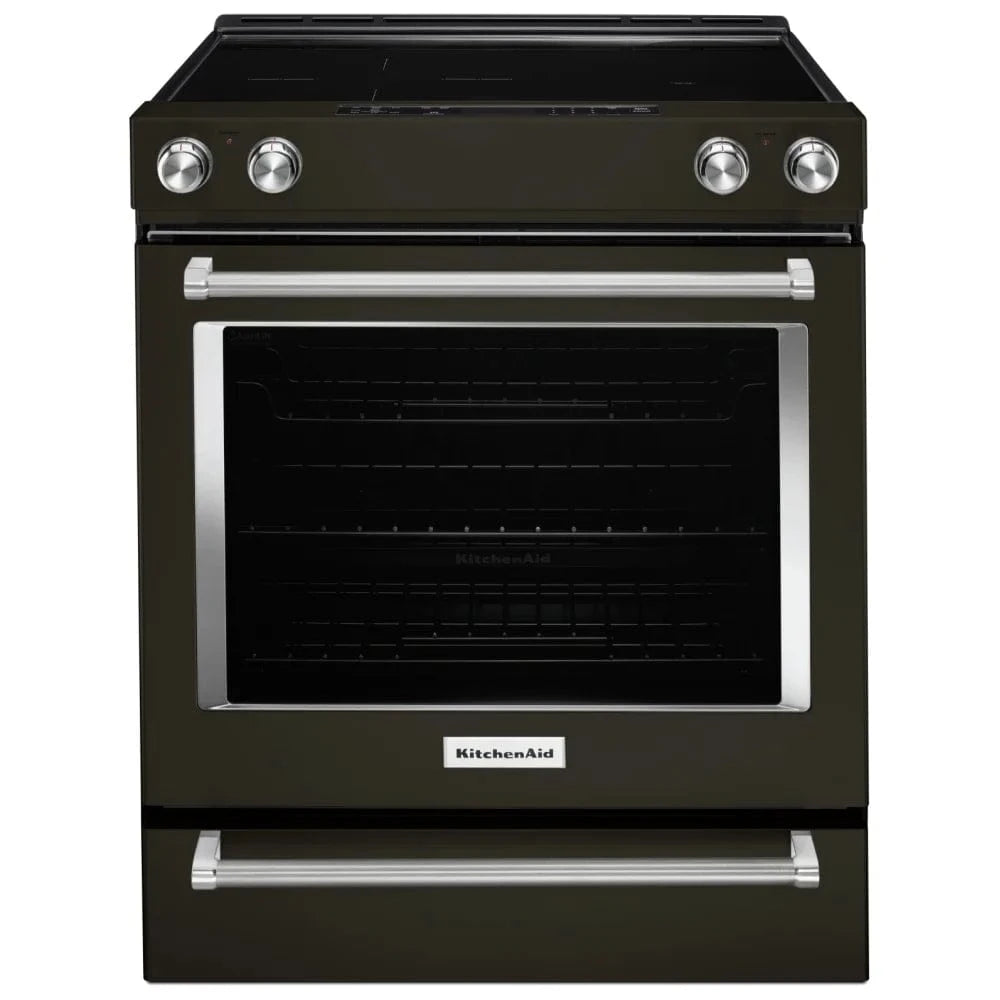 KitchenAid YKSEG700EBS Electric Range, 6.4 cu. ft. Capacity, 30 inch Exterior Width, True Convection, Storage Drawer, Self Clean, 3,200 Watts Highest Burner Element, Black Stainless Steel colour, EasyConvect™ True European Convection