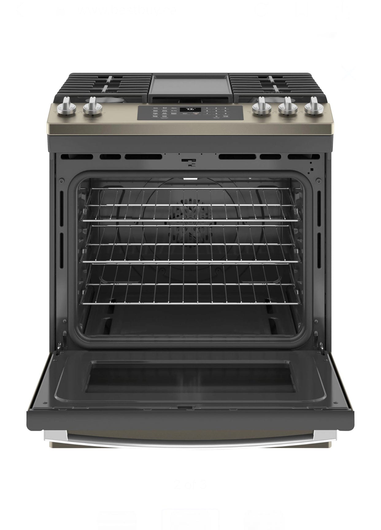 GE 30" 5.6 Cu. Ft. Fan Convection 5-Burner Slide-In Gas Air Fry Range (JCGS760EPES) / JCGS760EP4ES- Slate