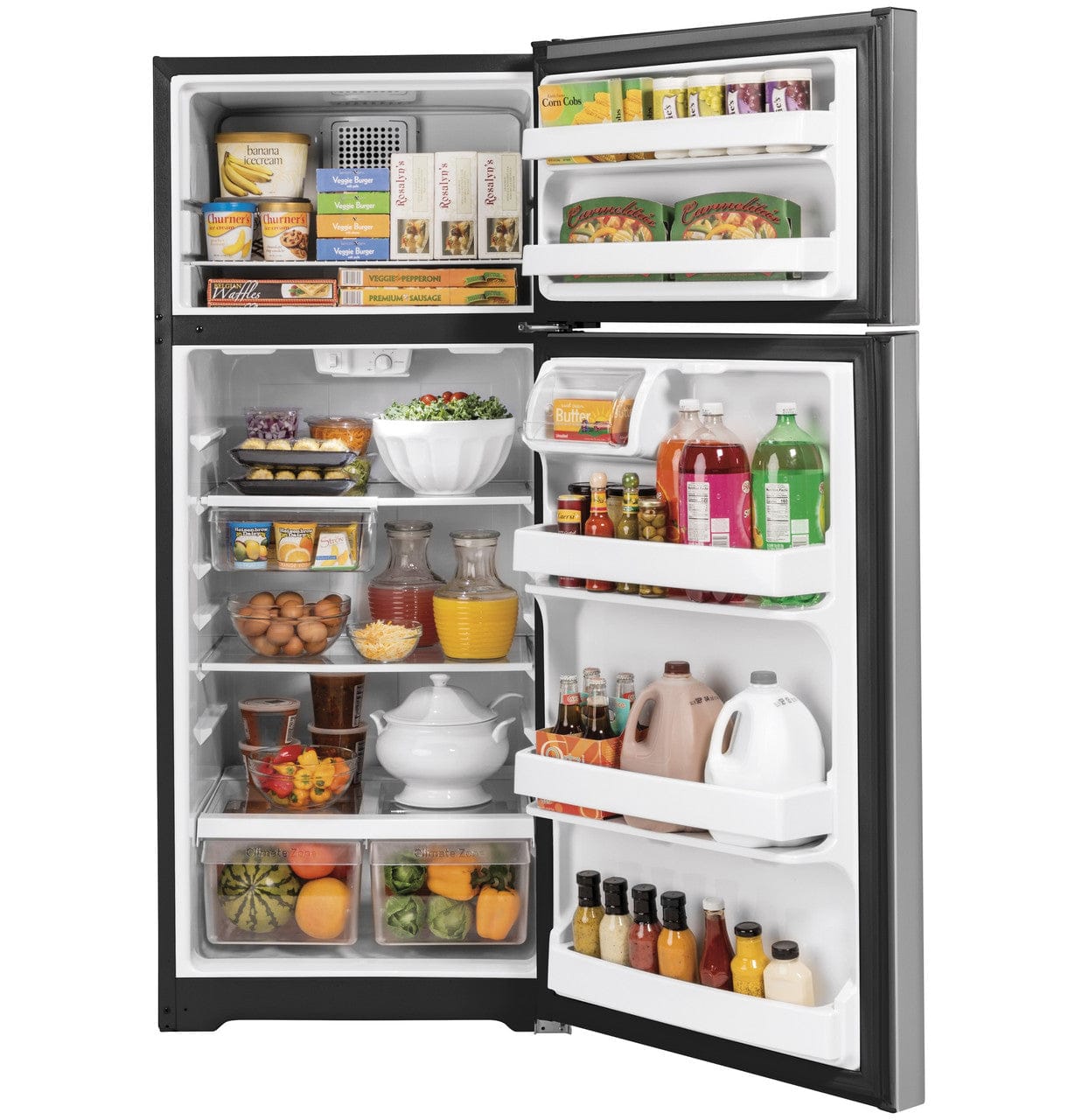 GE® ENERGY STAR® 17.5 Cu. Ft. Top-Freezer Refrigerator Model #: GTE18GSNRSS