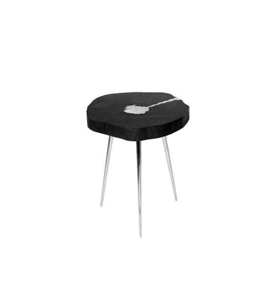 AKIS Side Table XC-4255B Black Wood/Natural Wood w/ Aluminum fill