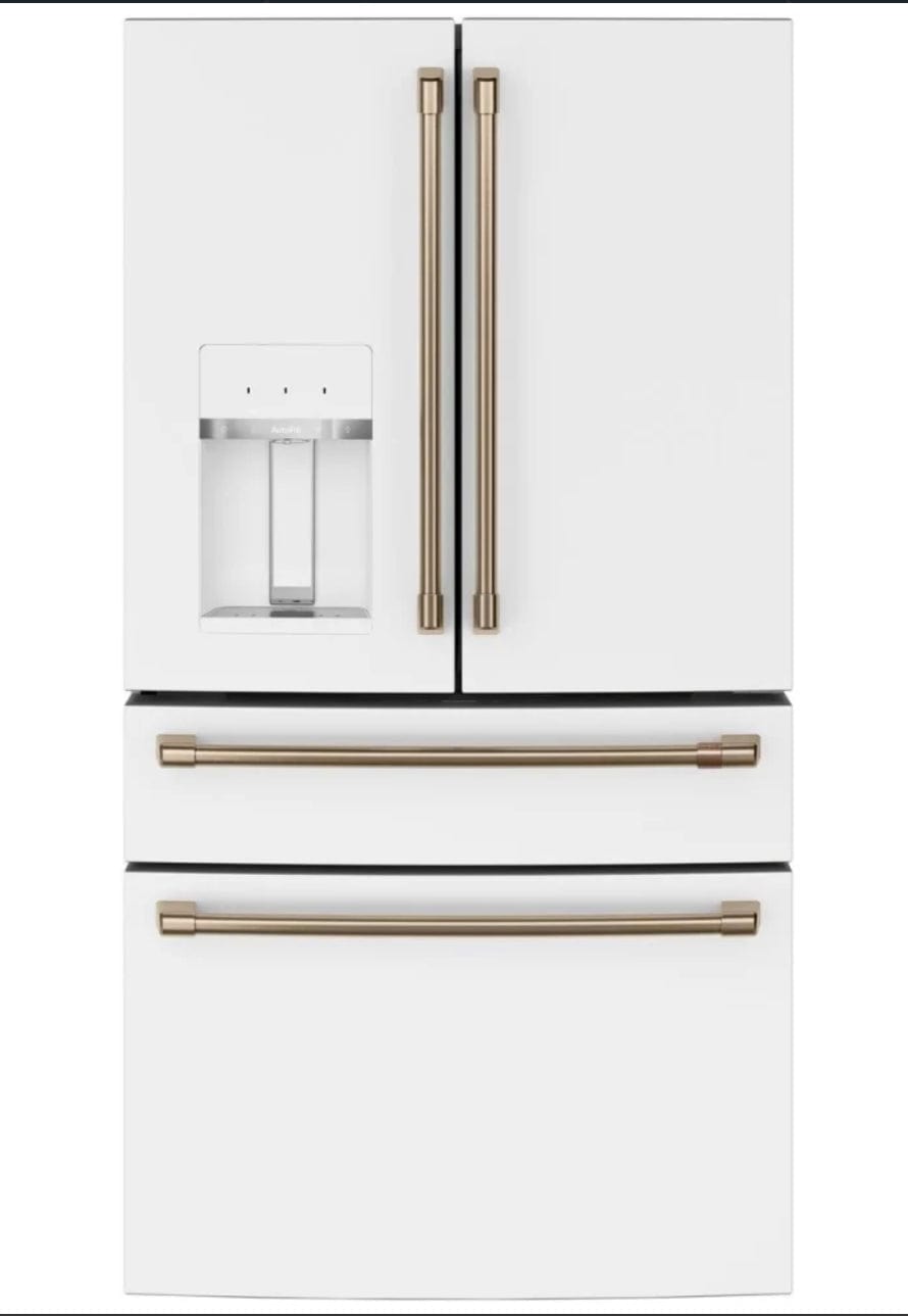 Cafe CVE28DP4NW2 French Door Refrigerator, 36 inch Width, ENERGY STAR Certified, 27.8 cu. ft. Capacity, Water Dispenser (Exterior), Ice Dispenser (Thru Door), Matte White colour AutoFill Refurbished 3 Years Warranty