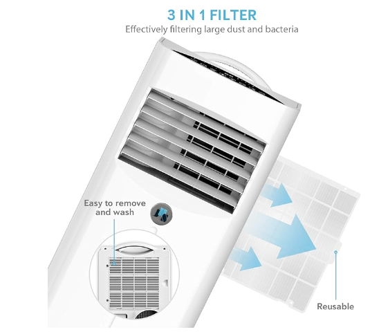 YYR	JHS-A016A-07KR-D3 JHS 10,000 BTU Portable Air Conditioner 3-in-1 Floor AC Unit with 2 Fan Speeds, Remote Control and Digital LED Display, Cover up to 300 Sq. Ft, White