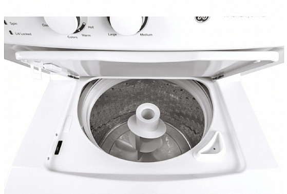 GE GUD27GSSMWW 27 inch Width Washer & Dryer Set, Power Source: Gas, White Washer: 9 Wash Cycles, 800 RPM Spin Speed