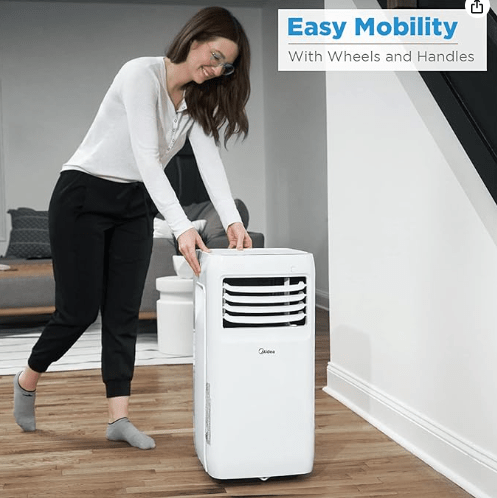 MIDEA	MAP08R1CWT Midea 8,000 BTU ASHRAE (5,300 BTU SACC) Portable Air Conditioner, Cools up to 175 Sq. Ft, Works as Dehumidifier & Fan, Remote Control & Window Kit Included , White