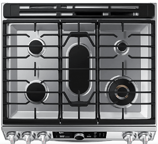 Samsung NY63T8751SS - NY63T8751SS/AC Range, 30 inch Exterior Width, Dual Fuel, Self Clean, Convection, 5 Burners, Storage Drawer, Air Fry, 2 Ovens, Stainless Steel colour Temperature Probe, Illuminated Knobs,  True European Convection