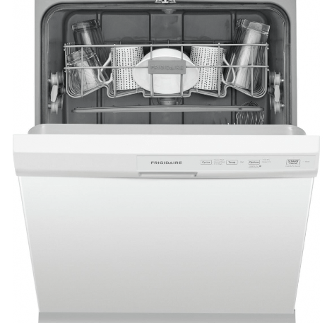 Frigidaire FFCD2413UW Dishwasher, 24" Exterior Width, 60 dB Decibel Level, Full Console, 3 Wash Cycles, 14 Capacity (Place Settings), Hard Food Disposal, 2 Loading Racks, White colour