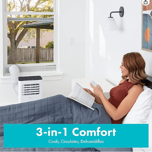 SERENELIFE SLPAC105W -SereneLife Compact Freestanding Portable Air Conditioner-10,000 BTU Indoor Free Standing AC Unit w/Dehumidifier & Fan Modes For Home, Office, School & Business Rooms Up To 300 Sq. Ft-SLPAC105W