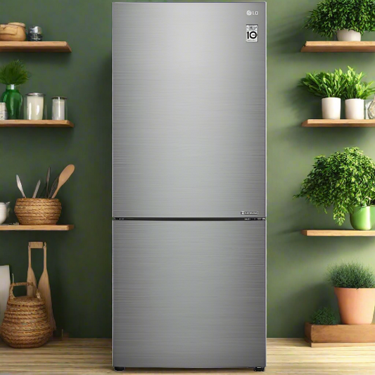 LG LBNC15251V Bottom Freezer Refrigerator, 28 inch Width, ENERGY STAR Certified, 14.7 cu. ft. Capacity, Platinum Silver colour Door Cooling+