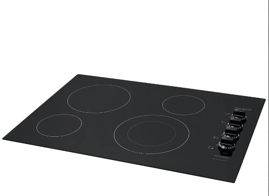Frigidaire FFEC3025UB Cooktop, 30 inch Exterior Width, Electric, 4 Burners, Black colour