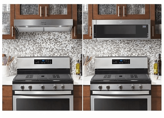 Whirlpool WVU37UC0FS Range Hood, 30 inch Exterior Width, Under-Cabinet, Under-Cabinet, 250 CFM, Inside / Recirculating, LED, Dishwasher Safe Filters, Stainless Steel colour Blower Included