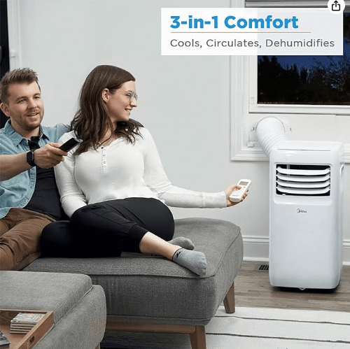 MIDEA	MAP08R1CWT Midea 8,000 BTU ASHRAE (5,300 BTU SACC) Portable Air Conditioner, Cools up to 175 Sq. Ft, Works as Dehumidifier & Fan, Remote Control & Window Kit Included , White