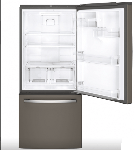 GE GDE21DMKES Bottom Freezer Refrigerator, 30 inch Width, ENERGY STAR Certified, Slate colour Frost Guard, Multi-Shelf Air Management Tower