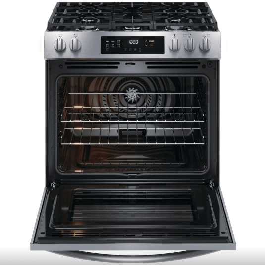 Frigidaire FCFG3083AS / FCFG308ASA Range, Gas, 30 inch Exterior Width, Self Clean, Convection, 5 Burners, 5.1 cu. ft. Capacity, Storage Drawer, 1 Ovens, Stainless Steel colour