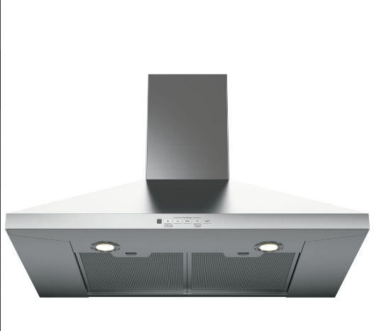 GE JVW5301SJSSC Range Hood, Chimney, Wall Mounted, 30" Exterior Width, 350 CFM, Outside / Ducting, Halogen, Dishwasher Safe Filters, Aluminum Mesh, Stainless Steel colour Blower Included