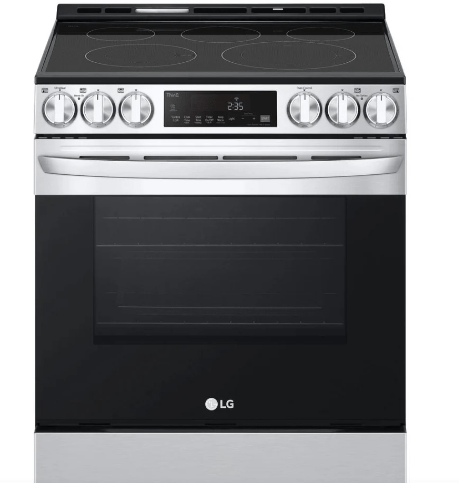 LG LSEL6333F Range, 30" Exterior Width, Electric Range, Self Clean, Glass Burners (Electric), Convection, 5 Burners, 6.3 cu. ft. Capacity, Storage Drawer, Air Fry, 1 Ovens, Wifi Enabled, 3200W, Front Controls, Stainless Steel colour