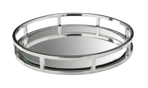 Tray XC-1244 (GY-1006) Round Mirror tray Silver