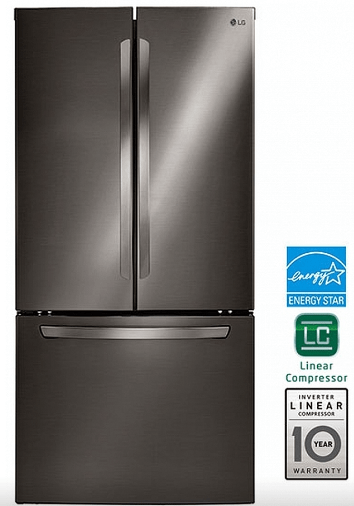 LG LRFCS2503D French Door Refrigerator, 33 inch Width, ENERGY STAR Certified, 24.0 cu. ft. Capacity, Black Stainless Steel colour Air Filter, Door Cooling