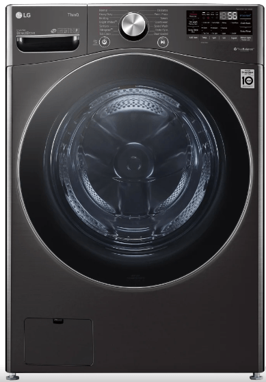 LG WM4100HBA Front Load Washer, 27 inch Width, ENERGY STAR Certified, 5.2 cu. ft. Capacity, Steam Clean, 14 Wash Cycles, 5 Temperature Settings, Stackable, 1300 RPM Washer Spin Speed, Water Heater, Wifi Enabled, Black Stainless Steel colour TurboWash 360