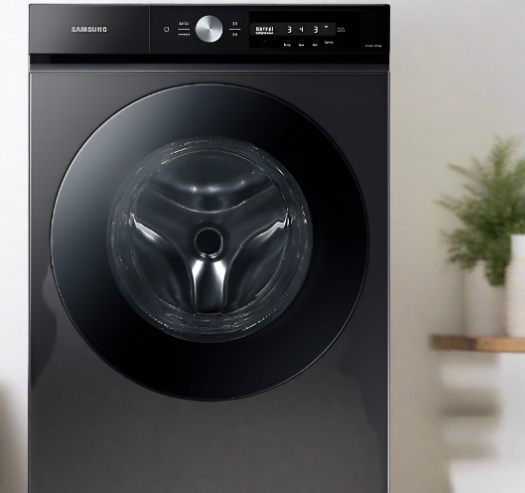 Samsung Bespoke WF46BB6700AVUS Front Load Washer, 27" Width, ENERGY STAR Certified, 5.2 cu. ft. Capacity, 24 Wash Cycles, 5 Temperature Settings, Stackable, 1200 RPM Washer Spin Speed, Water Heater, Wifi Enabled, Black Stainless colour Super Speed