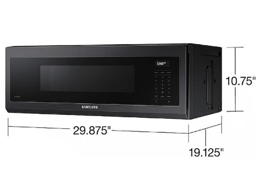 Samsung ME11A7710DG - ME11A7710DG/AC Over the Range Microwave, 1.1 cu. ft. Capacity, 550 CFM, 1500W Watts, Halogen , 30 inch Exterior Width, Black Stainless Steel colour
