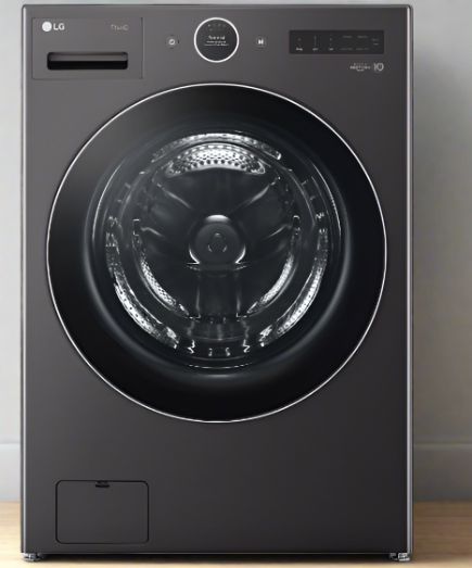 LG WM6700HBA Front Load Washer, 27" Width, ENERGY STAR Certified, 5.8 cu. ft. Capacity, Steam Clean, 25 Wash Cycles, 5 Temperature Settings, Stackable, 1300 RPM Washer Spin Speed, Wifi Enabled, Black Stainless Steel colour ezDispense,